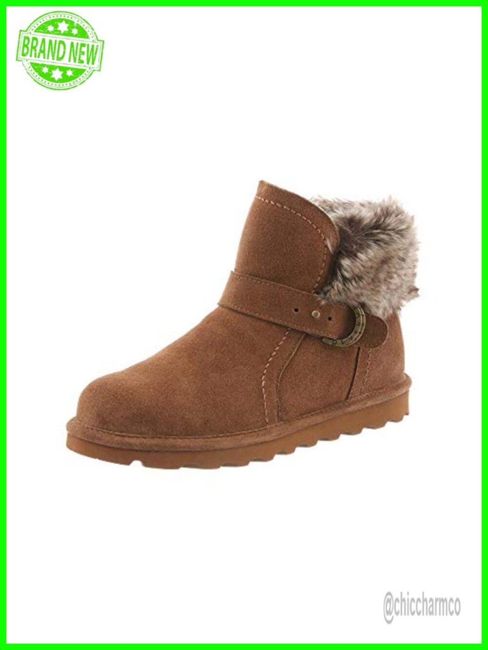 BEARPAW Koko Boot Suede Leather Slip-On Ankle Bootie with Sheepskin Lining